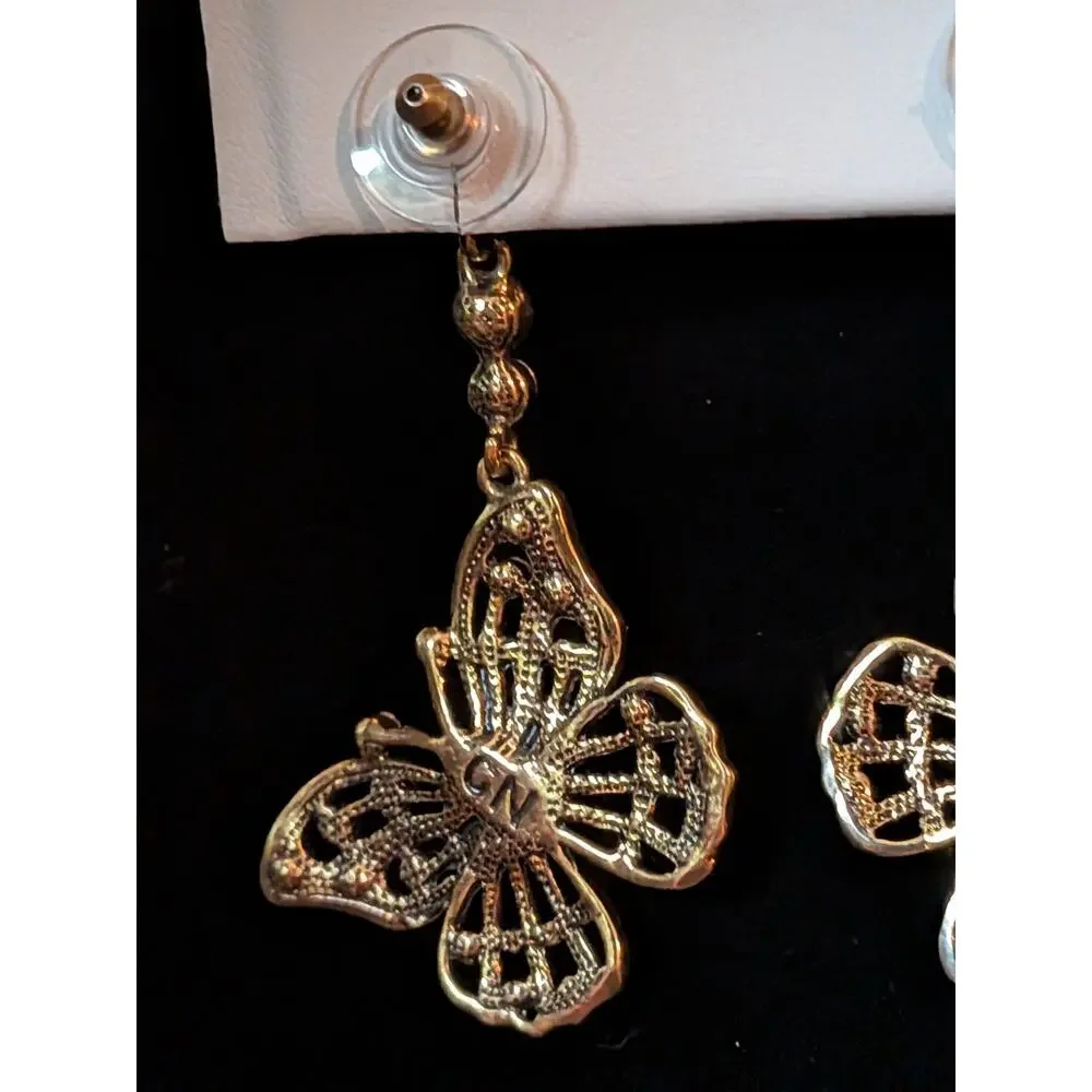 Off Park Collection™ Antique Gold Champagne &Brown Crystal Butterfly Earring JTV